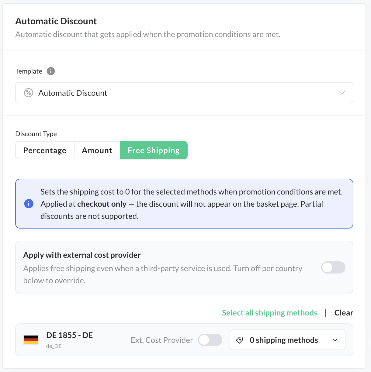 Preview of customer gets free shipping